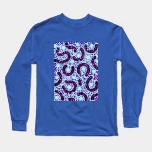 Blue and Purple Glitter Abstract Long Sleeve T-Shirt